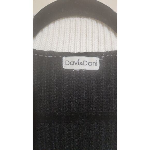 Davi & Dani Cardigan Cream Tan Black White Colorblock Oversized Pockets Sz Large - Picture 2 of 9